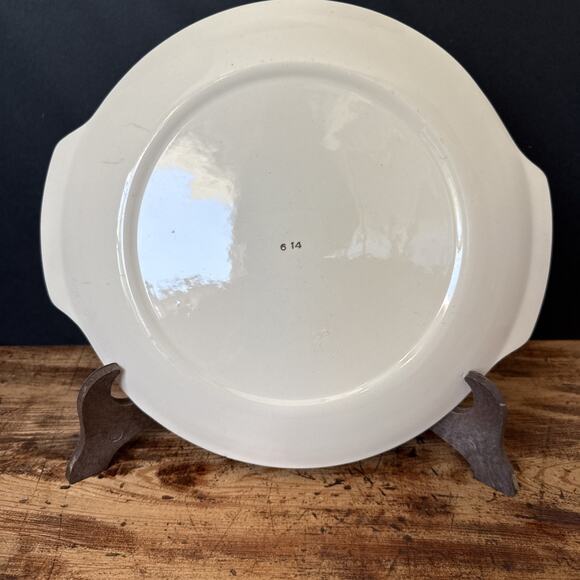 Vintage Ballerina Rose Pattern - 12” Round Cake Plate w Gold Rim And Handles - Picture 4 of 5